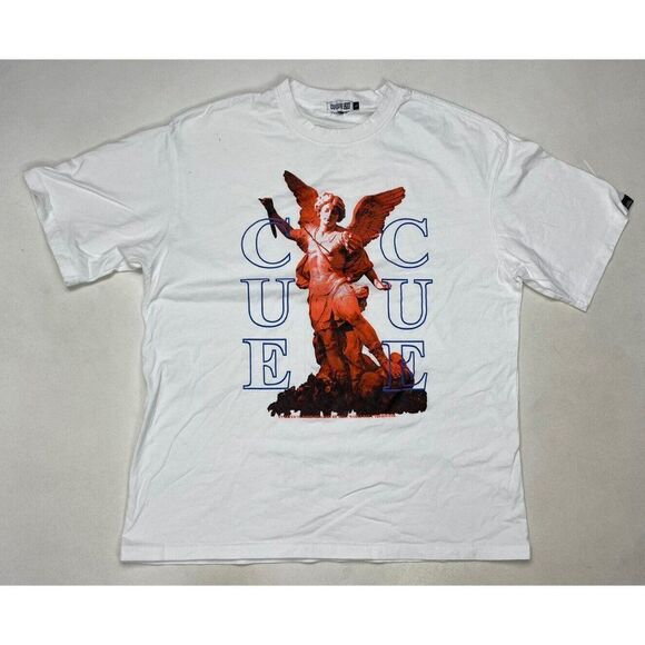 Culture 28 Cue Angel Graphic T-shirt Men Large White Short Sleeve - Picture 1 of 6